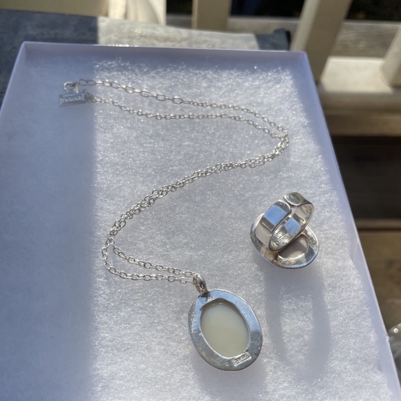 Baroni 925 Sterling Silver silver Druzy Necklace and Size 6.5 Ring Set - Picture 2 of 2